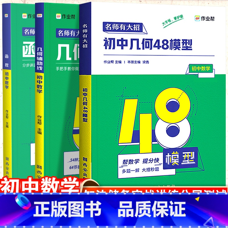 [3本套]几何48模型+几何辅助线+函数 初中通用 [正版]初中几何48模型中考辅助线数学专题专项训练函数练习题压轴题初