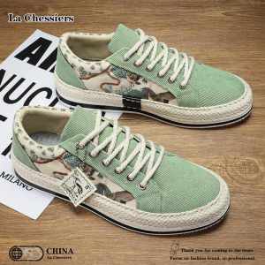 La Chessiers草编鞋男春秋季2025年新款男鞋百搭潮流低帮休闲板鞋男士运动布鞋潮