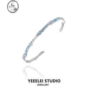 JiMi原创小众设计浅蓝色手镯女不规则滴胶肌理高级感手饰配饰 浅蓝色1只