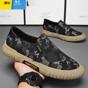 聚范帆布男鞋夏季鞋子男款透气一脚蹬老北京布鞋劳保工地工作百搭潮鞋