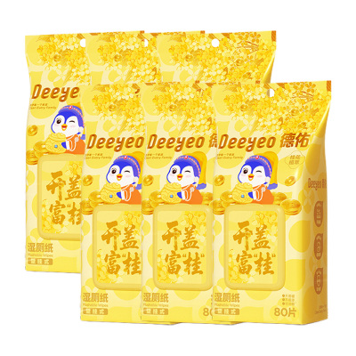 德佑湿厕纸80片*6包柔润擦拭快速清洁桂花壁挂式10011077