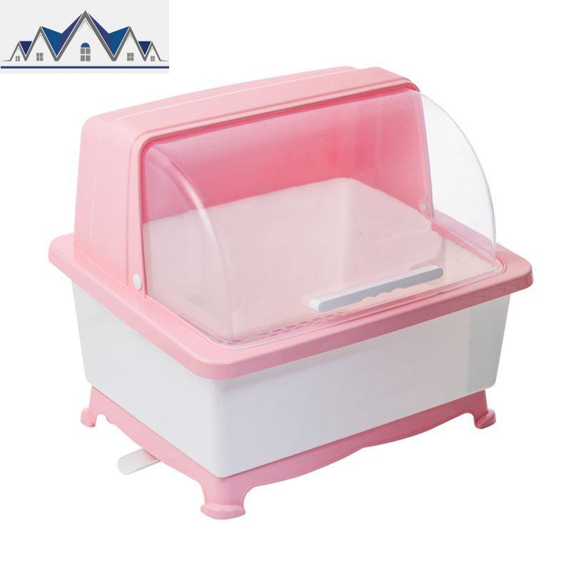 厨房碗筷碗架收纳盒带盖放餐具装碗箱碟盘沥水置物架塑料碗柜家用 三维工匠