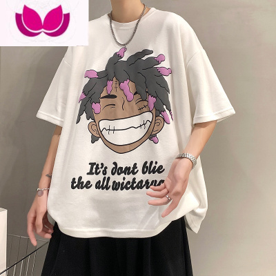 七斓欧美潮牌短袖t恤男潮流ins宽松衣服夏季嘻哈高街oversize半袖体恤