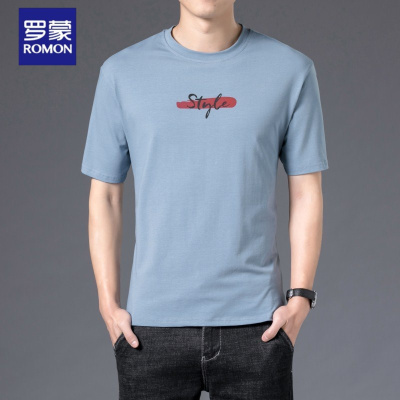 罗蒙（ROMON）短袖t恤男2021年夏季新款半袖衣服男商务休闲棉打底衫夏天男装翻领