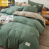 水洗棉床上四件套棉棉ins风网红款北欧风学生宿舍单人三件套 三维工匠