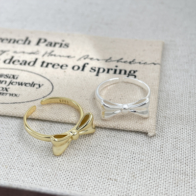 [年末福利回馈老客价]925纯银 蝴蝶结戒指女简约时尚开口戒送女朋友老婆情人节七夕生日礼物