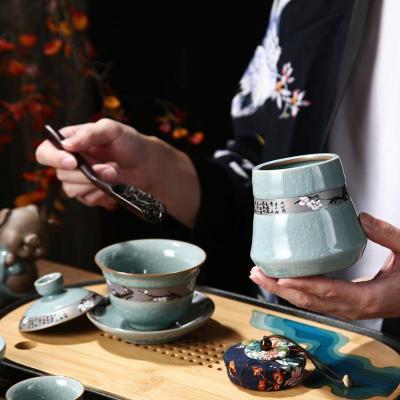 家柏饰(CORATED)陶瓷功夫茶具套装家用简约整套复古冰裂哥窑日式开片茶壶茶杯