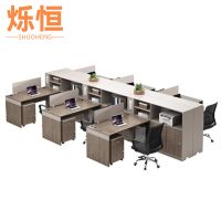 烁恒 职员办公桌 1.7m干字型六人位+柜椅 套