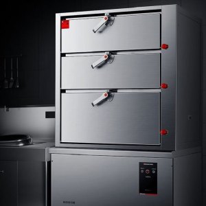 德玛仕(DEMASHI)海鲜蒸柜蒸饭蒸菜电热蒸汽加热智能大型三门四层全自动多功能 三门海鲜无盘蒸柜丨DZG-1260-4