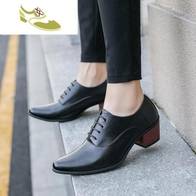 喻娄品牌英伦时尚男皮鞋发型师高跟男鞋欧版新款低帮尖头鞋休闲皮鞋男潮男士低帮鞋