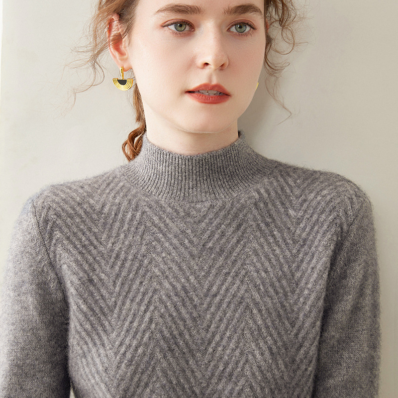 高端时尚山羊绒百搭羊绒衫女半高领毛衣针织打底衫显瘦羊毛毛衣女
