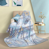 富安娜单层法兰绒毯/朝歌/浅紫/150*200cm/900g 礼盒装