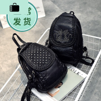 2020新款ins超火水洗皮刺绣迷你双肩包女休闲小背包女士胸包软皮NEW LAKE