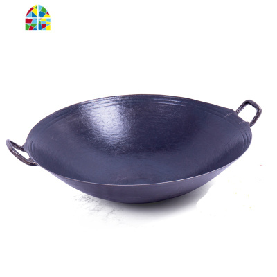 老式传统双耳铁锅家用商用炒菜锅干锅熟铁圆底无涂层生铁锅 FENGHOU 60cm口径炒锅