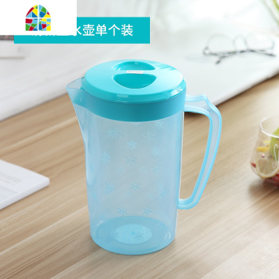 冷水壶塑料家用套装茶壶扎壶果汁壶凉水杯大容量可高温凉水壶 FENGHOU 052玫红色套装(1壶4杯)
