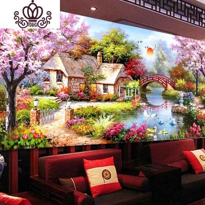 封后印花十字绣卧室欧式田园风景山水十字绣新款客厅大幅满绣棉线丝线棉线：235*90厘米大格4股绣-