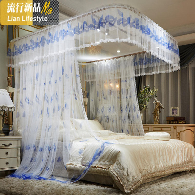 蚊帐公主风导轨u型轨道支架加密加厚1.8m床家用1.5米宫廷落地蚊帐 三维工匠