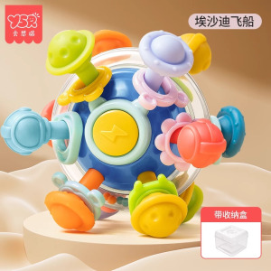 曼哈顿手抓球婴儿早教0-1岁宝宝3到6个月抓握玩具硅胶4可咬磨牙棒