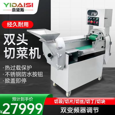 意黛斯(YIDAISI)商用切菜机多功能双头变频单位学校食堂食品加工厂厨房叶菜类球根茎类切菜机YDS-YQC-850