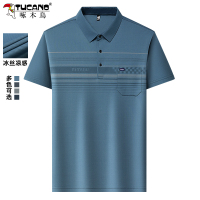 啄木鸟冰丝短袖t恤男夏季新款中老年人爸爸装休闲翻领上衣polo衫