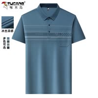 啄木鸟冰丝短袖t恤男夏季新款中老年人爸爸装休闲翻领上衣polo衫