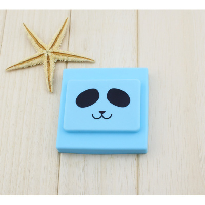 米魁插座保护套开关罩开关贴 墙贴 蓝色卡通熊猫蓝色 适合86型开关