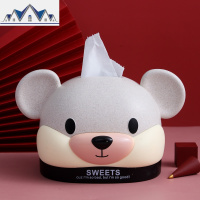 鼠年抽纸巾盒创意家用客厅卧室梳妆台卷筒收纳新款暗熊形本命卡通 三维工匠收纳盒