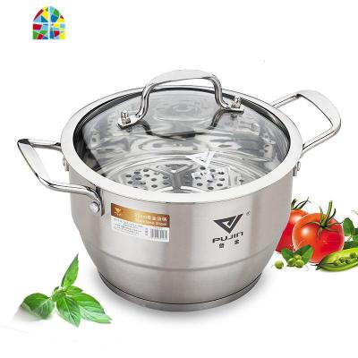 德质食品级不锈钢小蒸锅2人用20汤锅复底加厚小蒸锅加深可爱 FENGHOU 18cm迷你款