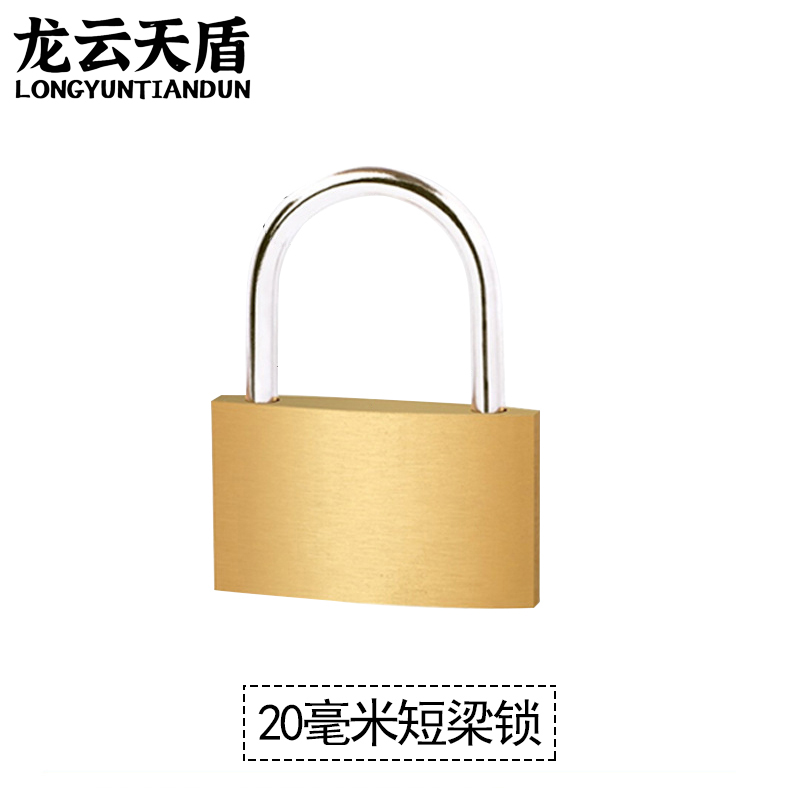 龙云天盾黄铜挂锁防水防锈栏栅门挂锁铜锁头门锁铜锁储物柜宿舍柜子锁20mm短梁