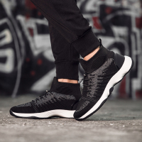 SEMBOSR秋季运动鞋男高帮跑步鞋红色休闲鞋子男士棉鞋冬季加绒男鞋