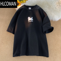 HLCOMAN卡通日系可爱狗狗涂鸦印花短袖t恤男女大码上衣2025新款夏季