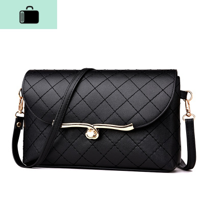 中年妈妈女包2020新款韩版斜挎包软皮小包包老年挎包单肩包NEW LAKE [FY绣线]黑色女斜挎包