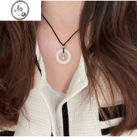 JiMi2022年新款小铃铛和田玉戒项链平安扣编织绳吊坠ins闺蜜情侣学生