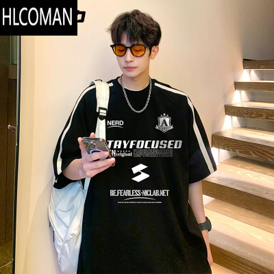 HLCOMAN短袖t恤男女2025新款夏季设计感字母印花美式宽松半袖上衣