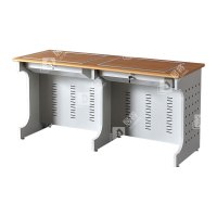 居将 JJ4012417 隐藏式翻转电脑桌培训桌教室机房多媒体学习桌办公桌B款双人位