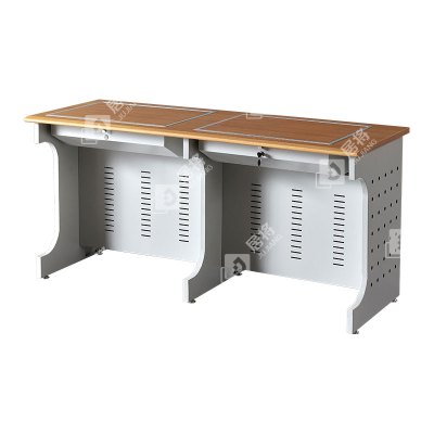 居将 JJ4012417 隐藏式翻转电脑桌培训桌教室机房多媒体学习桌办公桌B款双人位