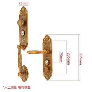BONJEAN欧式红古铜防盗拉手大把手入户锁铁面板铝手柄加厚实心执手