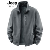 吉普加厚摇粒绒卫衣男士秋冬新款美式立领加绒内里开衫夹克外套男