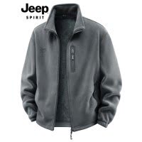 吉普加厚摇粒绒卫衣男士秋冬新款美式立领加绒内里开衫夹克外套男