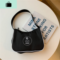 包包女2020新款腋下手提包ins同款中古帆布手拎包挎包小众单肩包NEW LAKE 黑色女士单肩包