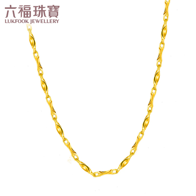 六福珠宝黄金项链百搭款元宝造型足金项链女素链计价B01TBGN0006