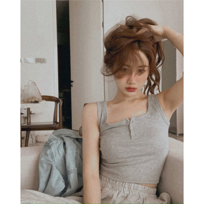 广赫吊带小背心女春秋修身黑色洋气外穿性感短款时尚内搭打底无袖上衣