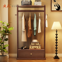 质凡简约实木落地衣帽架带抽屉储物晾衣架/ZF-YMJ001/680*370*1760mm