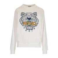 高田贤三(Kenzo)纯棉白色Tiger刺绣套头卫衣女款圆领长袖运动休闲