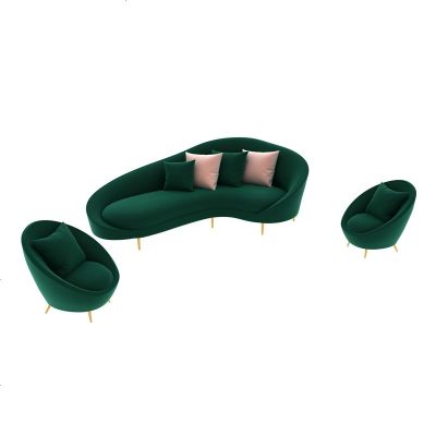 小户型轻奢风北欧现代弧形客厅沙发家具酒店办公绒布接待休闲沙发