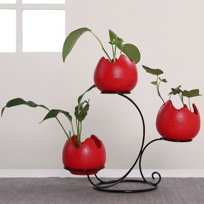 陶瓷装饰品创意电视柜家居花瓶摆件客厅插花水养花瓶北欧简约现代款17-三个红