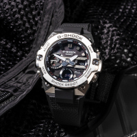 卡西欧手表男不屈之心光能限量G-SHOCK六局电波太阳能钢铁金属运动防水防震时尚潮流日韩石英表 男表GST-B400