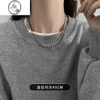 JiMi基础百搭钛钢古巴项链男女嘻哈潮酷卫衣链情侣简约毛衣链锁骨链子
