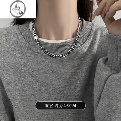 JiMi基础百搭钛钢古巴项链男女嘻哈潮酷卫衣链情侣简约毛衣链锁骨链子
