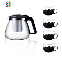 玻璃泡茶壶套装 家用茶具套装 茶杯冷水壶玻璃功夫茶具 茶叶过滤 FENGHOU 2000毫升泡茶壶+6只泡茶杯凉水壶